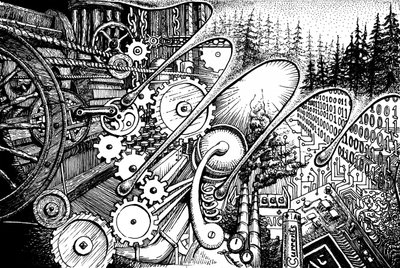 Steampunk Digital Forest av Johan Liewendahl