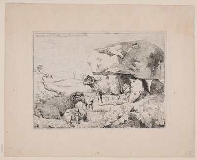 Danska: Får vid en gravhög av Johan Lundbye