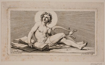 Vinjetten. En sittande Apollo med harpan av Johan Martin Preisler