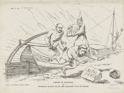 Tecknad film om Bismarck och Tyska förbundet, 1866 Limburg och Österrike eller två sätt att lämna Tyska förbundet (titel på objekt) av Johan Michaël Schmidt Crans