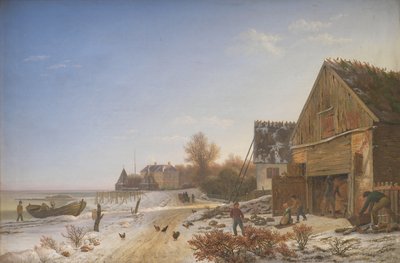 Strandvejen vid Vedbæk. Vinter eftermiddag av Johan Stroe