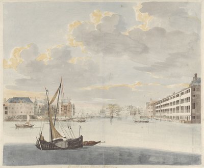 Utsikt över Binnen-Amstel i Amsterdam av Johan Teyler