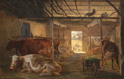 En ladugård på en gård i Vejby, Själland av Johan Thomas Lundbye