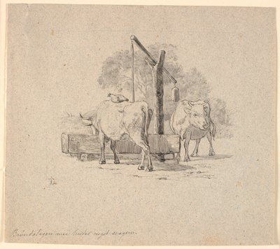 Hönan och kon. Illustration till Kaalunds "Fabler för barn". Se kommentar från arkkatalog. av Johan Thomas Lundbye