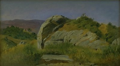 Landskap med stenar i förgrunden. Civitella, Italien av Johan Thomas Lundbye