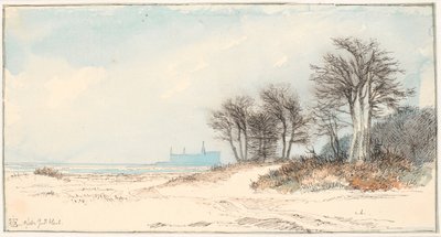 Utsikt över Kronborg från kusten norr om Helsingör av Johan Thomas Lundbye