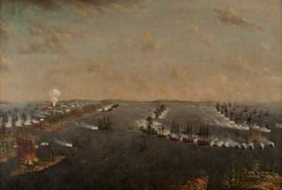 Första rysk-svenska slaget vid Rochensalm den 24 augusti 1789, ca. 1790. av Johan Tietrich Schoultz