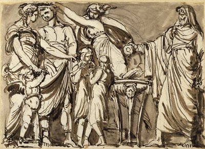 Utkast till relief med antik bröllopsscen av Johan Tobias Sergel