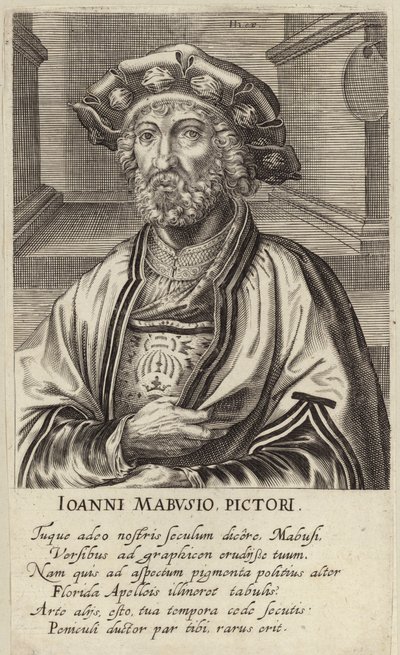 Porträtt av Jan Mabuse av Johan Wierix