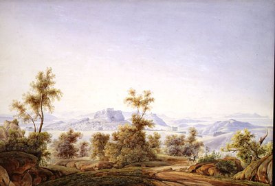 Utsikt över Aten med Parthenon i fjärran av Johan Wolfensberger