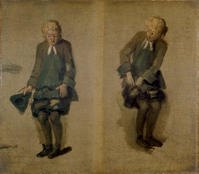 Två skisser av David Garrick som Abel Drugger i 