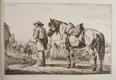 En slovak med sin häst vid en flod av Johann Adam Klein