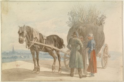 Österrikiska bönder med häst och vagn, med Wien i bakgrunden av Johann Adam Klein