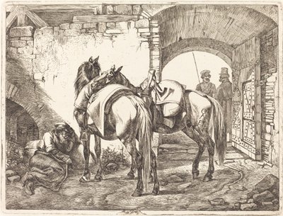 Kosackhästar på en innergård av Johann Adam Klein