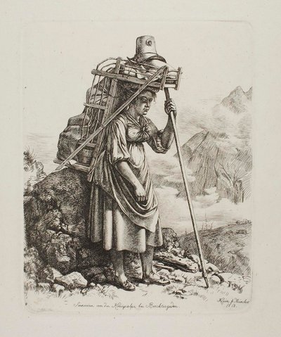 Mjölkerska på en ”Saeter” i Königsalpe av Johann Adam Klein