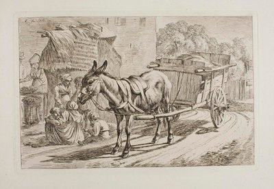 Åsna spänd för en kärra av Johann Adam Klein