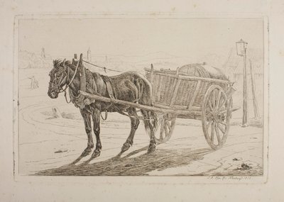 Häst spänd framför en ölvagn av Johann Adam Klein