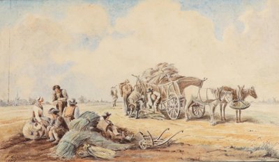 Johann Adam Klein Hästdragen vagn och vilande fältarbetare av Johann Adam Klein