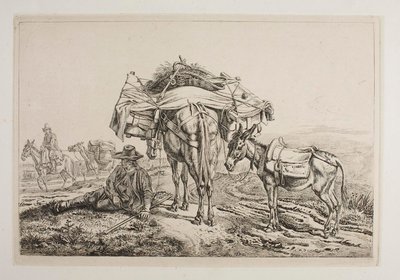Lastad mula i Campagnan av Johann Adam Klein