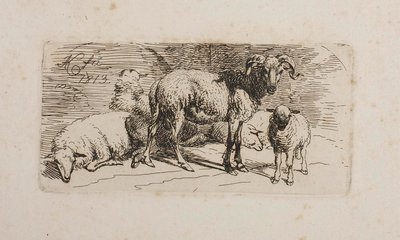 Bagge, tre får och ett lamm av Johann Adam Klein
