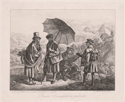 Konstnärerna på sin resa, 1819. av Johann Adam Klein