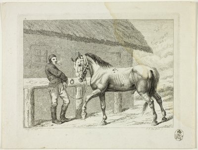 Ridskola och hästar av Johann Adolph Darnstedt