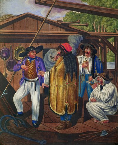 Kusk och matroser på en Donau-båt, ur en serie wienertyper ... av Johann Adolph Opitz