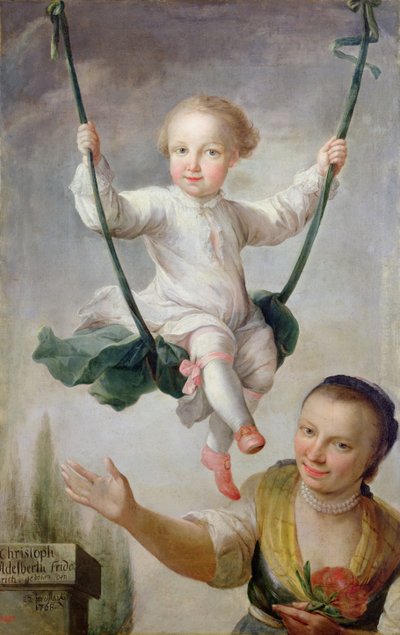 Christoph Adalbert Friedrich von Stein på en gunga, 1768 av Johann Andreas Herrlein