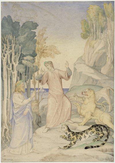 Dante och Vergilius inför de tre vilda djuren vid helvetets ingång av Johann Anton Ramboux