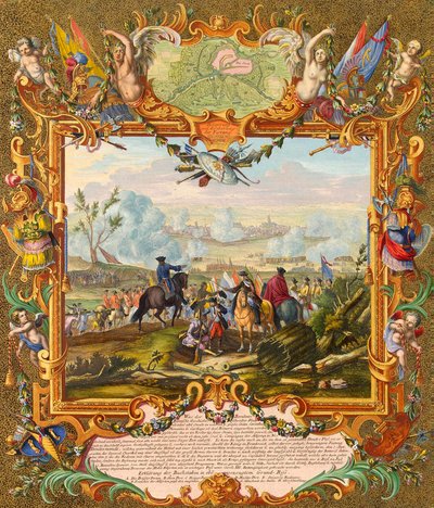 Erövring av fästningen Audenarde av de allierade trupperna 1708, tidigt 1700-tal. av Johann August Corvinus