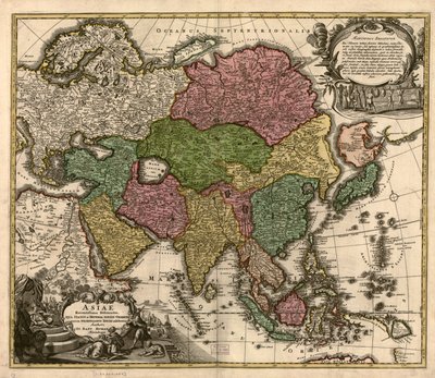 Asiae recentissima delineatio, qua status et imperia totius orientis unacum orientalibus indiis exhibentur LOC 2007627524 av Johann Baptist Homann