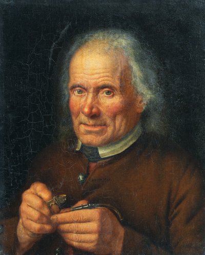 Gammal bonde fyller sin pipa av Johann Baptist Höchle