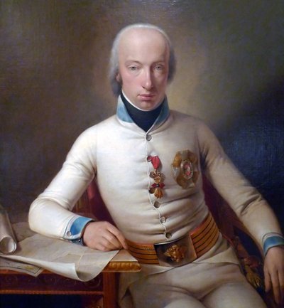 Porträtt av ärkehertig Karl, hertig av Teschen i uniform som överste vid infanteriregemente nr 3. (1771-1847) av Johann Baptist Seele