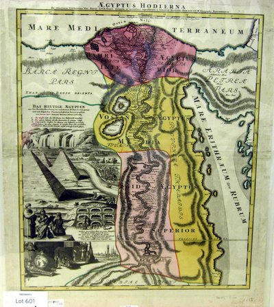 Moderna Egypten, karta över Egypten, ca. 1720 av Johann Baptista Homann