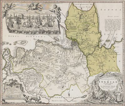 Karta över Ingria med utsikt över Sankt Petersburg av Johann Baptista Homann