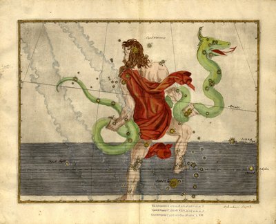Ophiuchus, ormhållaren från "Uranometria av Johann Bayer