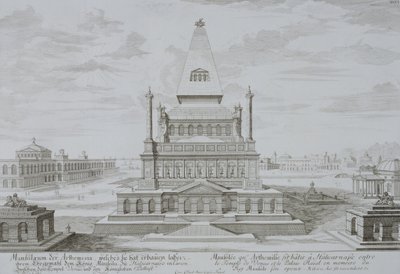 Mausoleum of Halicarnassus, Bodrum, Turkiet, från "Draft Historic Architecture", 1721 av Johann Bernhard Fischer von Erlach