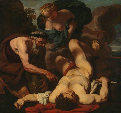 Selene och Endymion (tidigare titeln The Death of Orion) av Johann Carl Loth (attributed to)