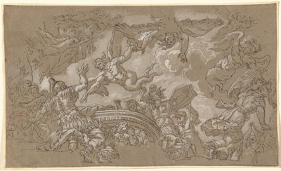 Harpiorna attackerar Aeneas och hans följeslagare av Johann Carl Loth