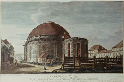 St. Hedwig, katedralen, Berlin (handfärgad gravyr) av Johann Carl Wilhelm Rosenberg