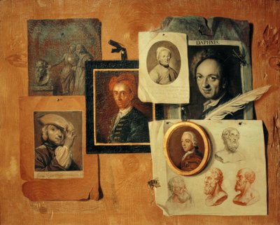 Quodlibet med porträtt av samtida och antika huvuden av Johann Caspar Füssli