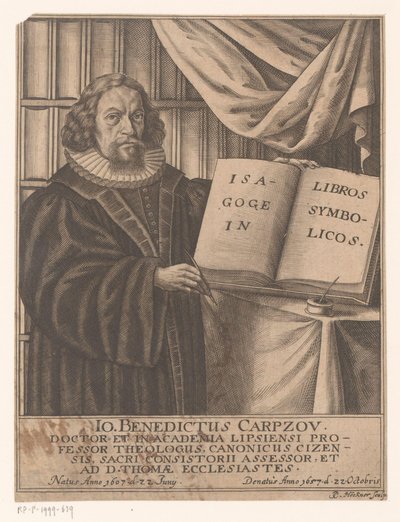 Porträtt av Johann Benedict Carpzov av Johann Caspar Hoeckner