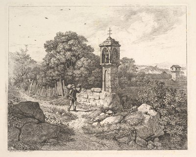 En bonde som hälsar statyn av Maria, 1817. av Johann Christian Erhard