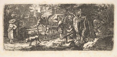 Allmosor ges av en vagnförare, 1814. av Johann Christian Erhard