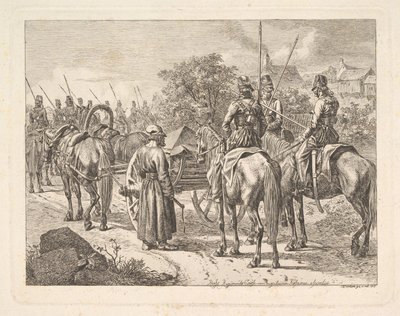 Kosacker som eskorterar regementet Cassone, 1815. av Johann Christian Erhard