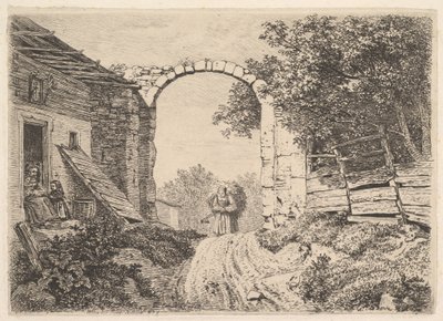 Flicka med en last hö, utanför Thorbogen, 1817. av Johann Christian Erhard