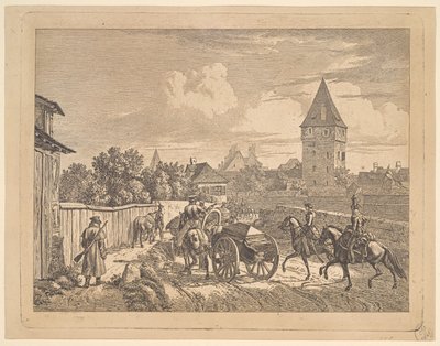 Ryska lanserare som eskorterar regementet Cassonne, 1816. av Johann Christian Erhard