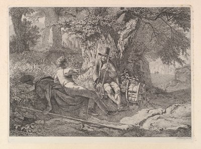 Konstnären, vilar med sin guide, 1819. av Johann Christian Erhard