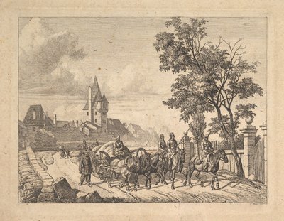 Kosackerna som eskorterar bagagevagnen, 1816. av Johann Christian Erhard