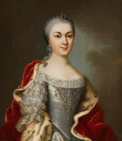 Porträtt av prinsessan Maria Louise Albertine av Hesse-Darmstadt, ca 1760. av Johann Christian Fiedler